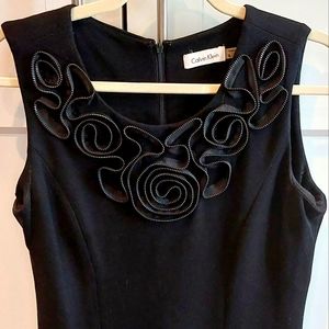 Calvin Klein Black Sheath Dress Floral Neckline
